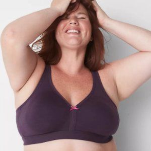 BNWT Lane Bryant Cacique Cotton Unlined No-Wire Bra Purple Nightshade 38H